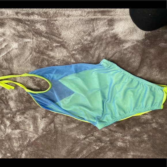 Bartender one piece halter lime green and sky blue - Picture 3 of 3